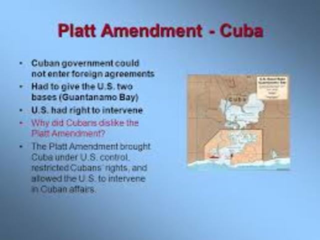 The U.S. asserted its rights to intervene in Cuban affairs with the Platt amendment