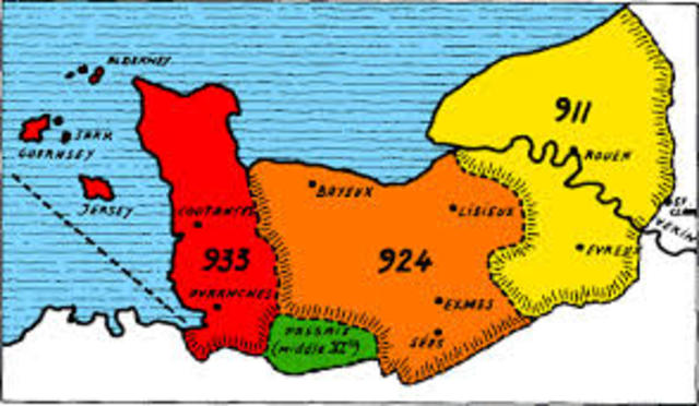 the king of France makes a treaty with invading vikings