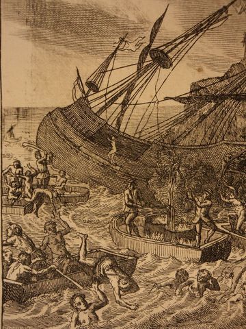 En medio rumbo hacia Guinea se encuentran con una tormenta que los desvía de la ruta comercial y los extravía llegando a una isla y ellos se bajan pero solo Robinson sobrevive