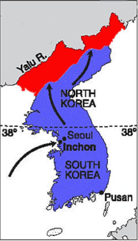 UN forces push North Korea to Yalu River