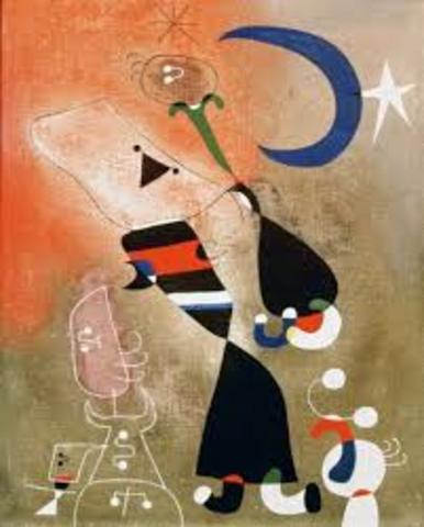 Mujeres y pájaro a la luz de la luna.