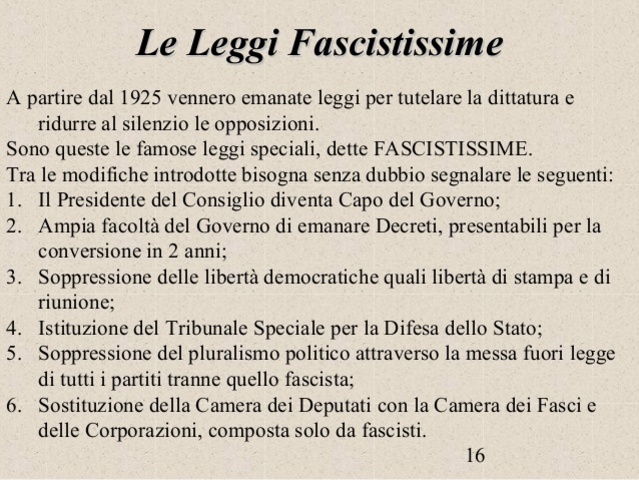 Le leggi fascistissime