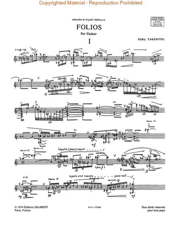 Folios for Guitar Toru Takemitsu