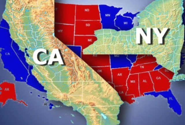 La línea New York - California