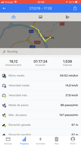 Ruta en bici 19km