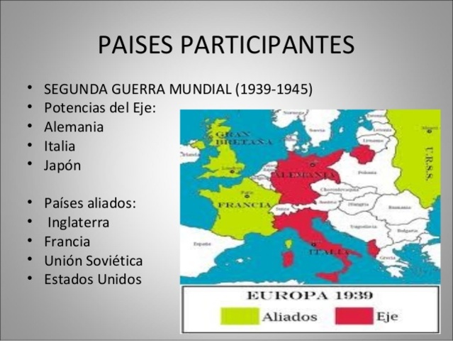 Países que participaron en la Segunda Guerra Mundial.