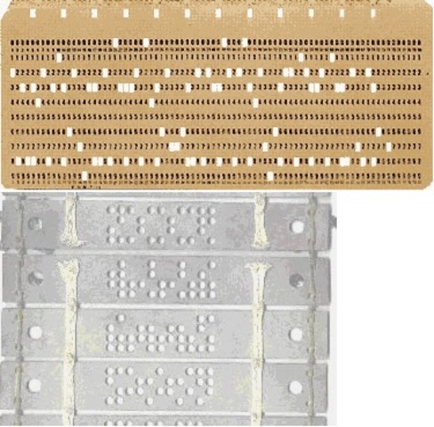 Creación Tarjetas Perforadas. Se crean las primeras Tarjetas Perforadas para la confección por Joseph Marie Vaqueare.   Estas más tarde sirvieron para la computación.