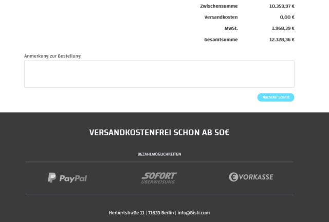 Adresse + Einkaufskorb überarbeitet