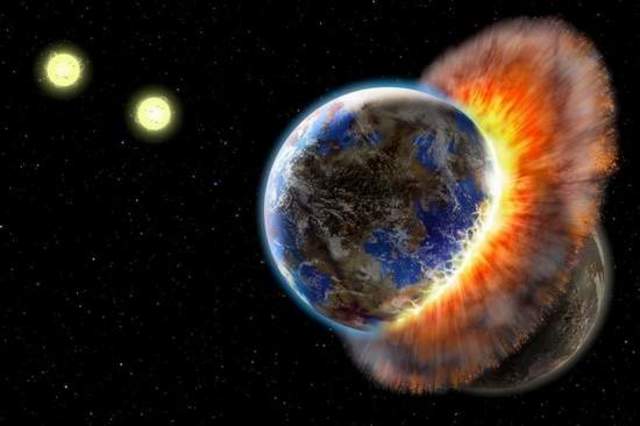 tierra choca con theia