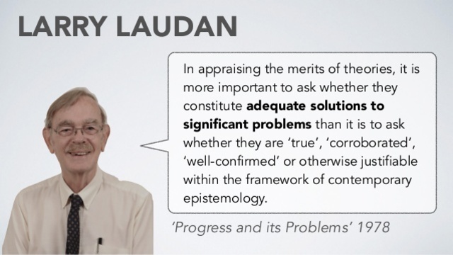 Larry Laudan (modelo dinámico de cambio científico = solución de problemas)