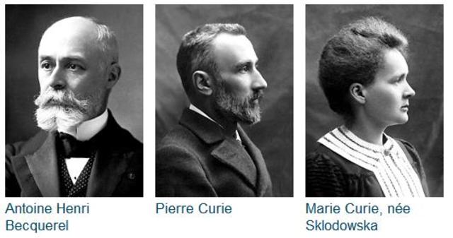 Marie Sklodowska Curie, Pierre Curie, and Henri Becqueral receive Nobel prize for work on radioactivity