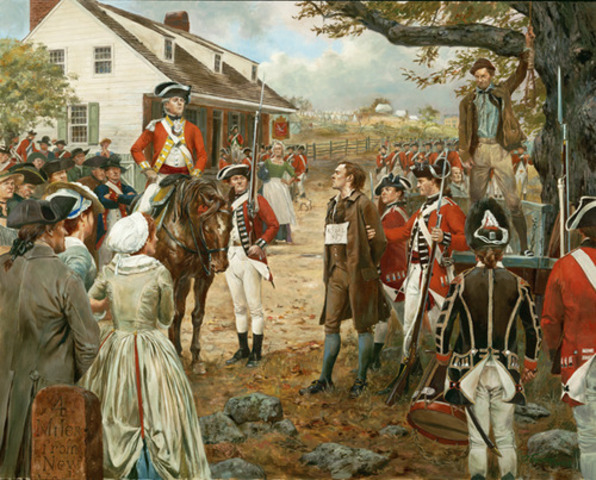 Nathan Hale captured and executed for espionage