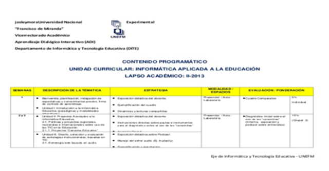 Gerard.Las Unidades Curriculares