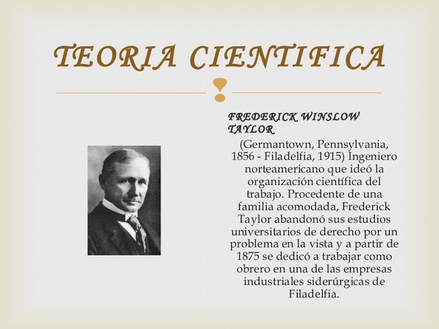 Teoria cientifica y principios de administración de Taylor