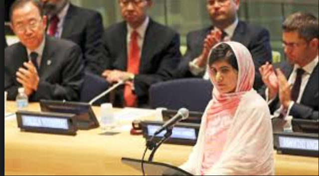 On Malala's 16th birthday, she addresses at the United Nations Assembly