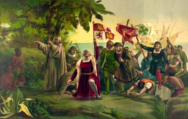 Columbus lands in the Americas