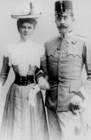 The assassination of Archduke Franz Ferdinand and his wife Sophie of Austria.