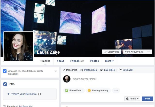 Laura pievienojas Facebook