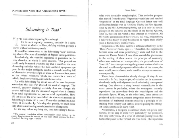 Pierre Boulez escribe Schöenberg a muerto