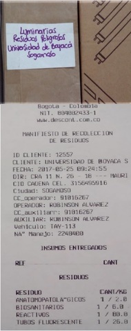 RECOLECCIÓN DE LUMINARIAS FUNDIDAS Y DISPOSICIÓN FINAL EXTERNA.