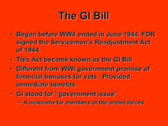 G.I. Bill Servicemen's Readjustment Act. Moon Landing
