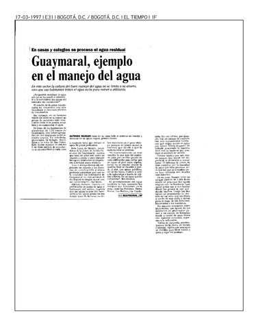 Water reuse to avoid contaminating the Guaymaral wetland