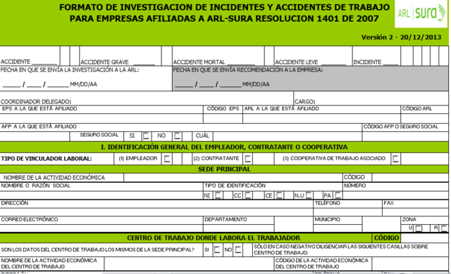 FORMATOS DE ACCIDENTES LABORALES