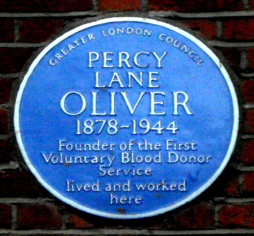 Percy Oliver established the first blood donor service