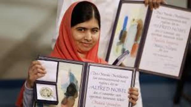 Malala receives the Nobel Peace Prize