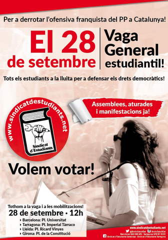 Vaga estudiantil a favor del Referèndum 1O