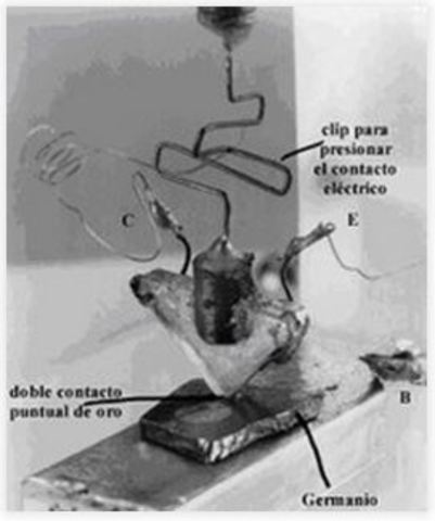 William Shockley, John Bardeen, y William Brattain en los laboratorios Bell