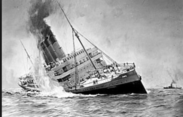 Sinking of the Lusitania.