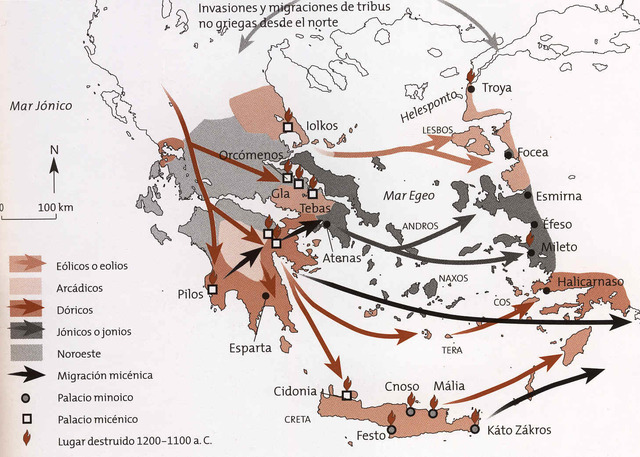 Invasiones de dorios y nórdicos con armas de hierro