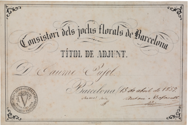 Primer certamen poètic dels Jocs Florals