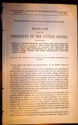 McKinley's War Message