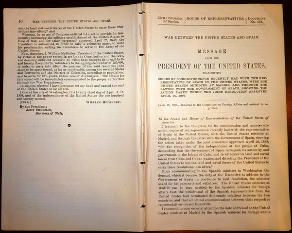 McKinley's War Message