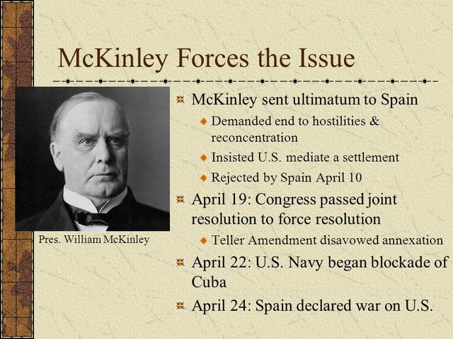 McKinley Sends An Ultimatum