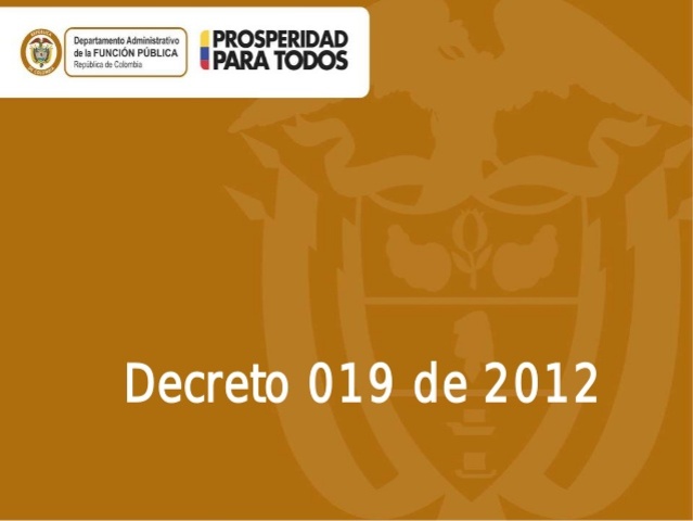 Decreto 019 DE 2012