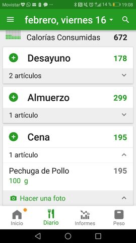 Comida y entreno de natacion