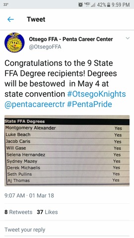 Received my State Degree