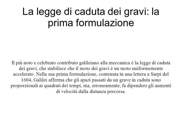 Enunciato di Galilei sulla legge di caduta dei gravi