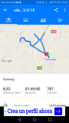 Ruta corriendo de 8'5 kms!