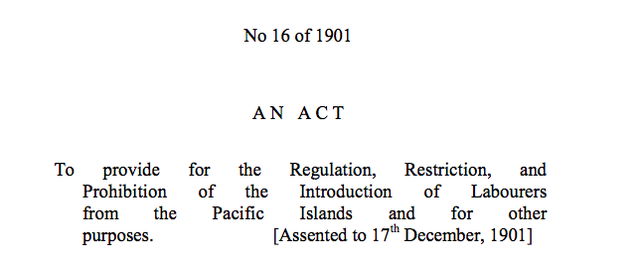 Pacific Islander Labourers Act 1901