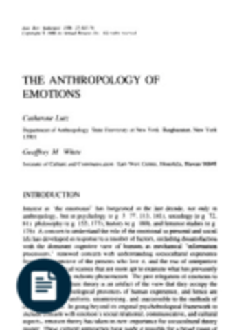 The Anthropology of Emotions. Catherine Lutz; Geoffrey M. White.
