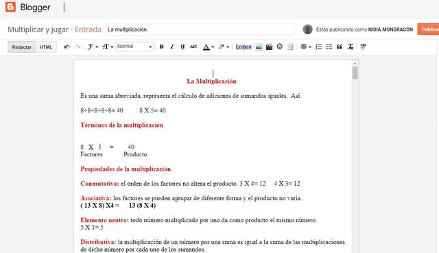 Inicio elaboración del blogger