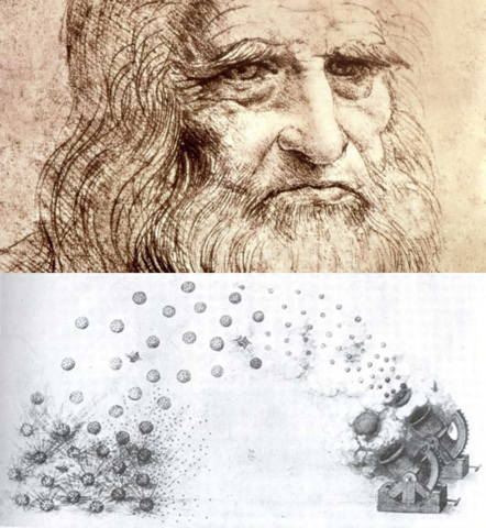 Dibujo sobre la trayectoria de balas de mortero de Leonardo da Vinci