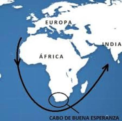 Bartolomeu Dias rodea el Cabo de Buena Esperanza