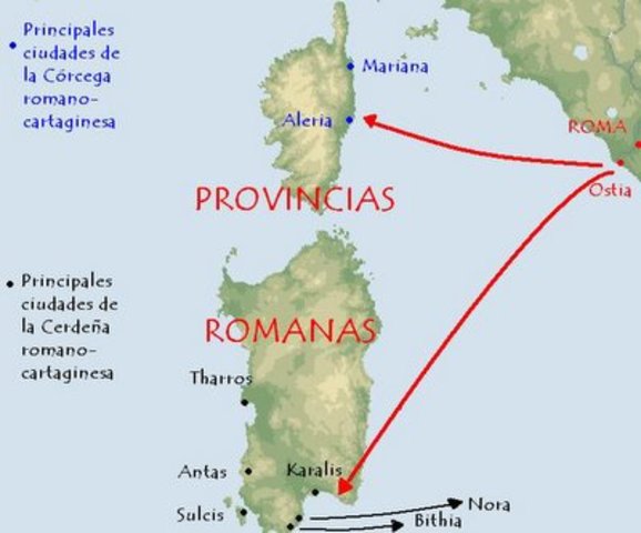 C. Córcega y Cerdeña, provincias de Roma,