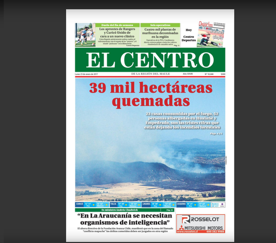Incendios forestales en la región del Maule han consumido más de 39 mil hectáreas