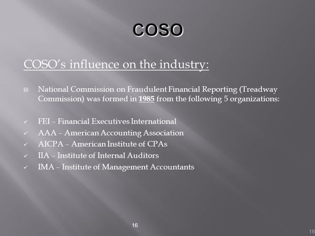 Treadway Commission, National Commission on Fraudulent Financial Reporting y el Institute of Management Accountants